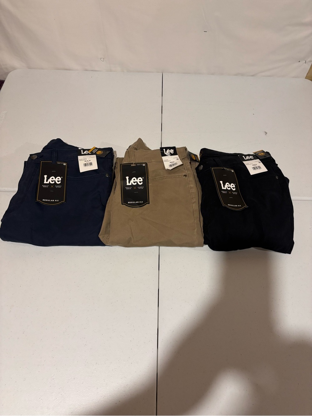 Lot Of 3 Lee Men’s Size 36x32 Tan Black Blue Straight Leg Chino Casual Pants